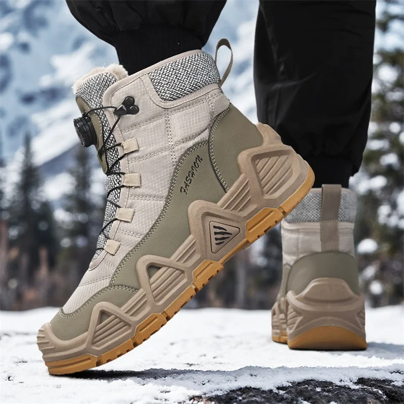 Waterproof Winter Boot - 暖かいファー付きアウトドアメンズコンバットタクティカルデザートブーツ、男性用フィールドハンティングハイキングシューズ、クライミングトレーニング防水スポーツシューズ