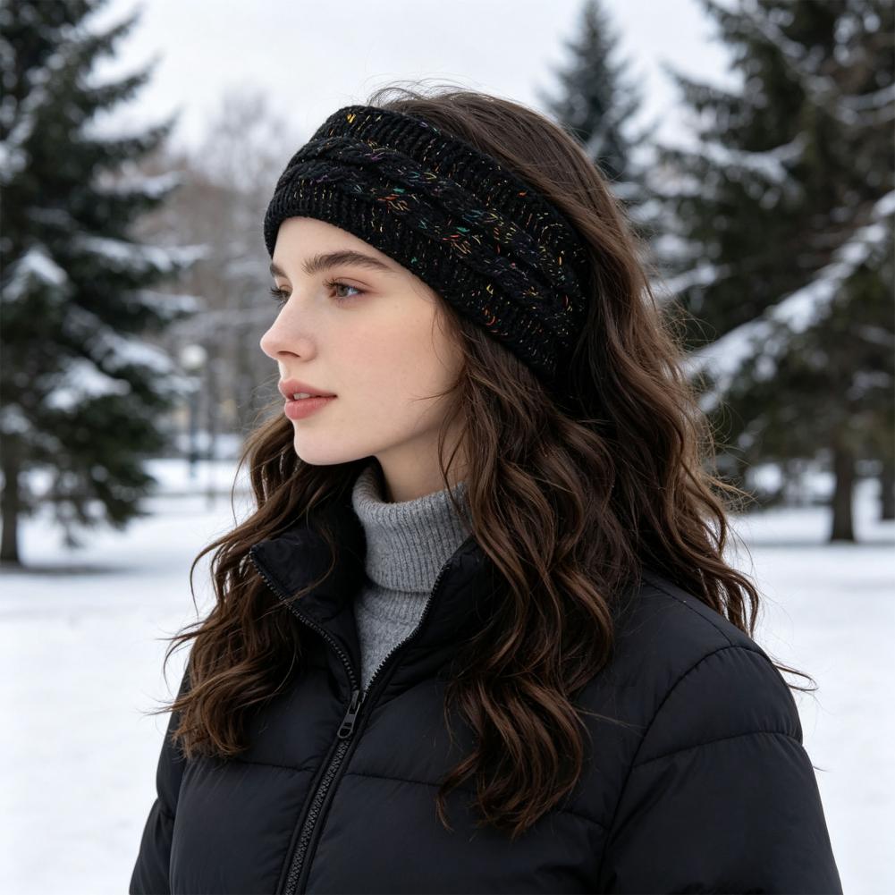 Fleece Ear Warmer Band - 快適な伸縮性のあるヘアバンド。女性用、冬用の厚手ニット素材のイヤーウォーマー。裏地にフリースを使用し、寒い季節や屋外での使用に最適。