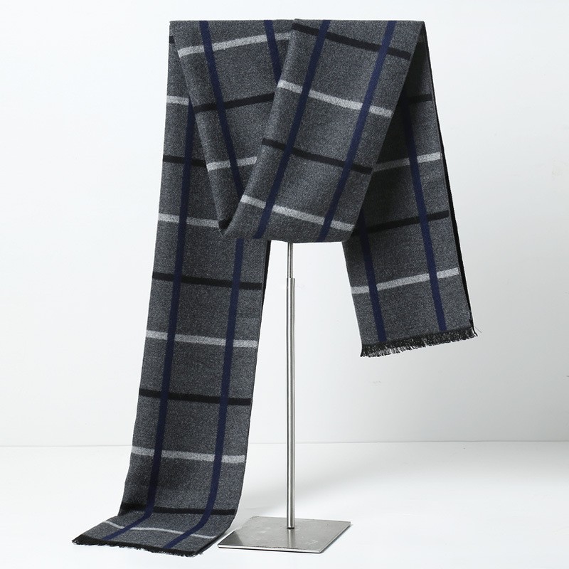 Wool Scarf Men - デザイナーブランドの格子縞メンズスカーフ冬暖かいカシミヤスカーフメンズパシュミナショールビジネスロングラップクリスマスギフト男性用