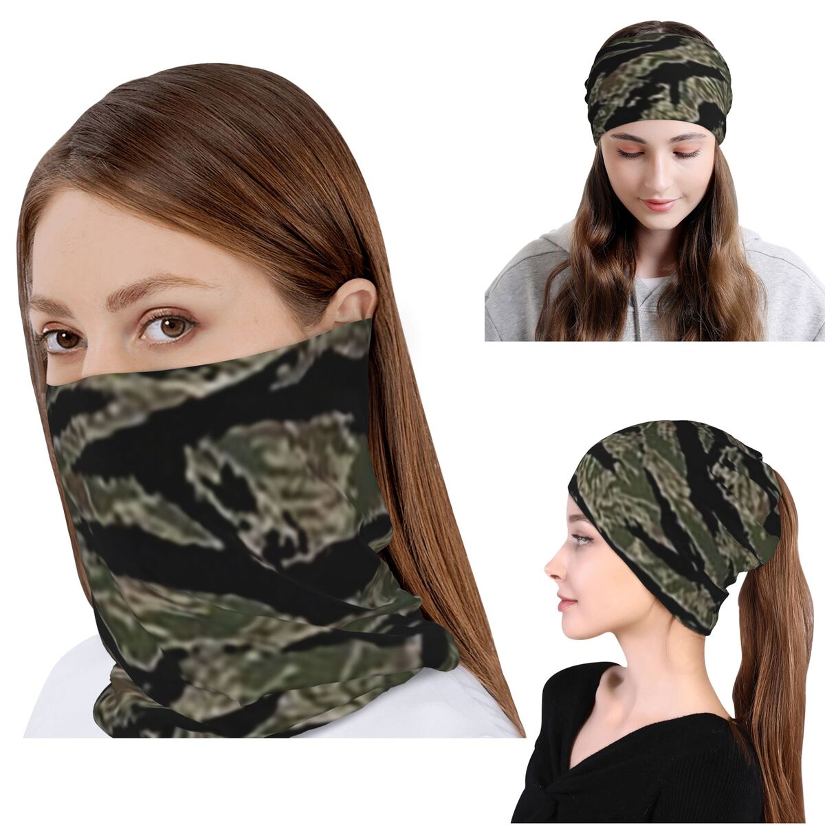 タイガーストライプ迷彩ミリタリーカモフラージュバンダナネック - Knit Beanie Hat Warm のレビューと価格