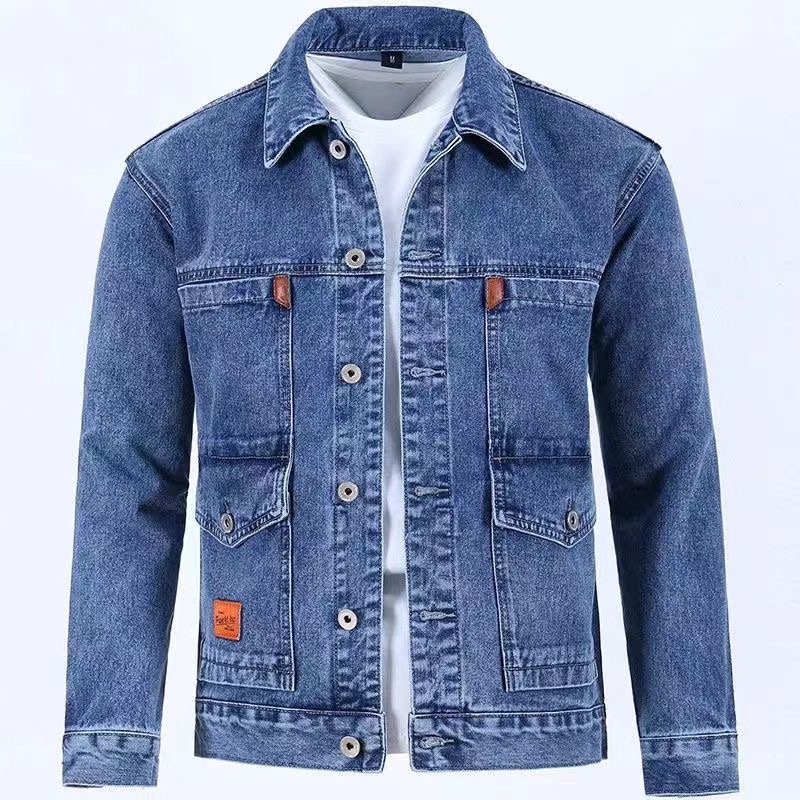 男性用無地デニムジャケット,新しい春と秋のトレンド,快適でカ - Down Jacket Packable のレビューと価格