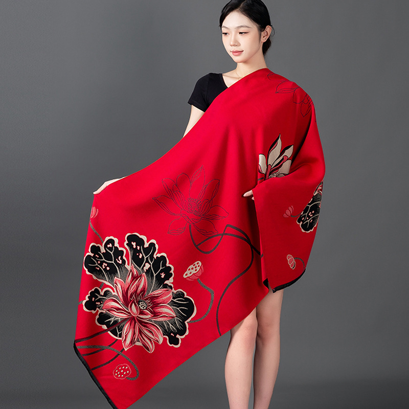 女性の冬のショールカシミヤスカーフ花柄ショールラップパシュミ - Cashmere Pashmina Wrap のレビューと価格