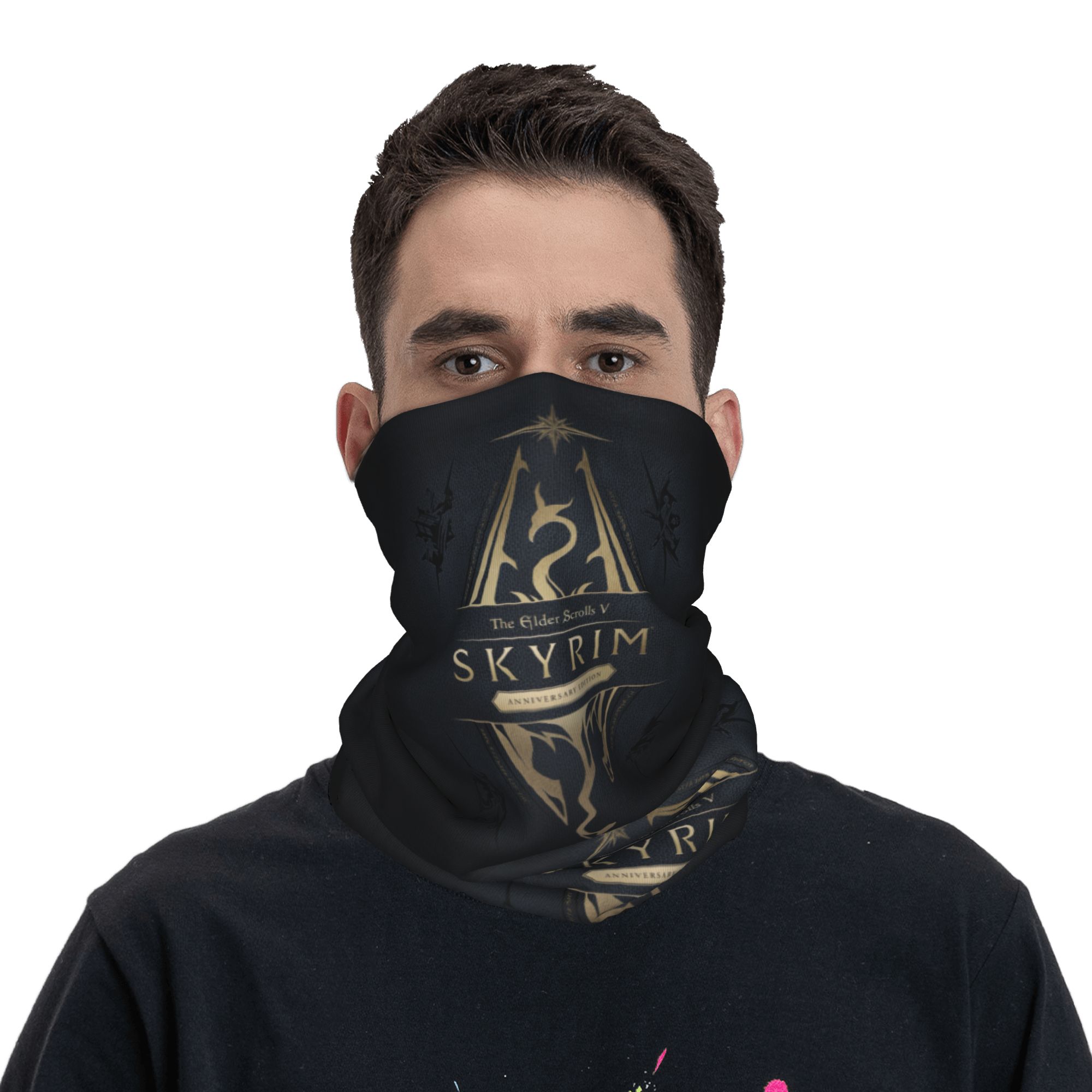 カスタムスカイリムロゴバンダナウィンターネックウォーマーメン - Neck Gaiter Fleece のレビューと価格