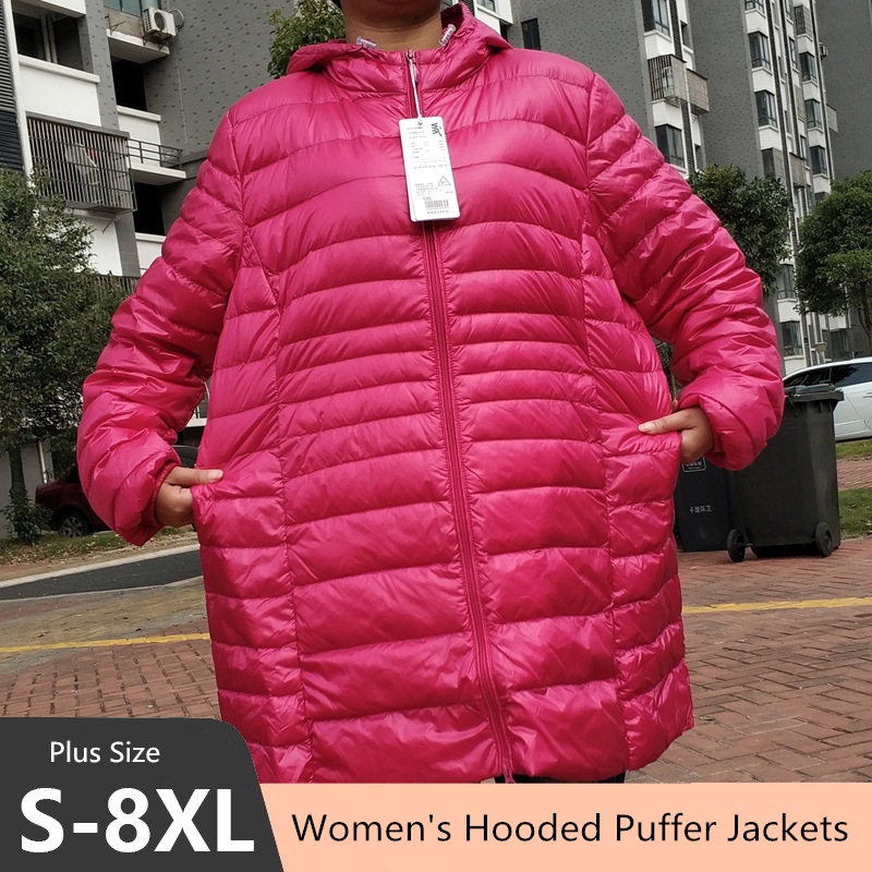 プラスサイズ 5XL 6XL 7XL 女性のフード付きパファ - Down Jacket Packable のレビューと価格