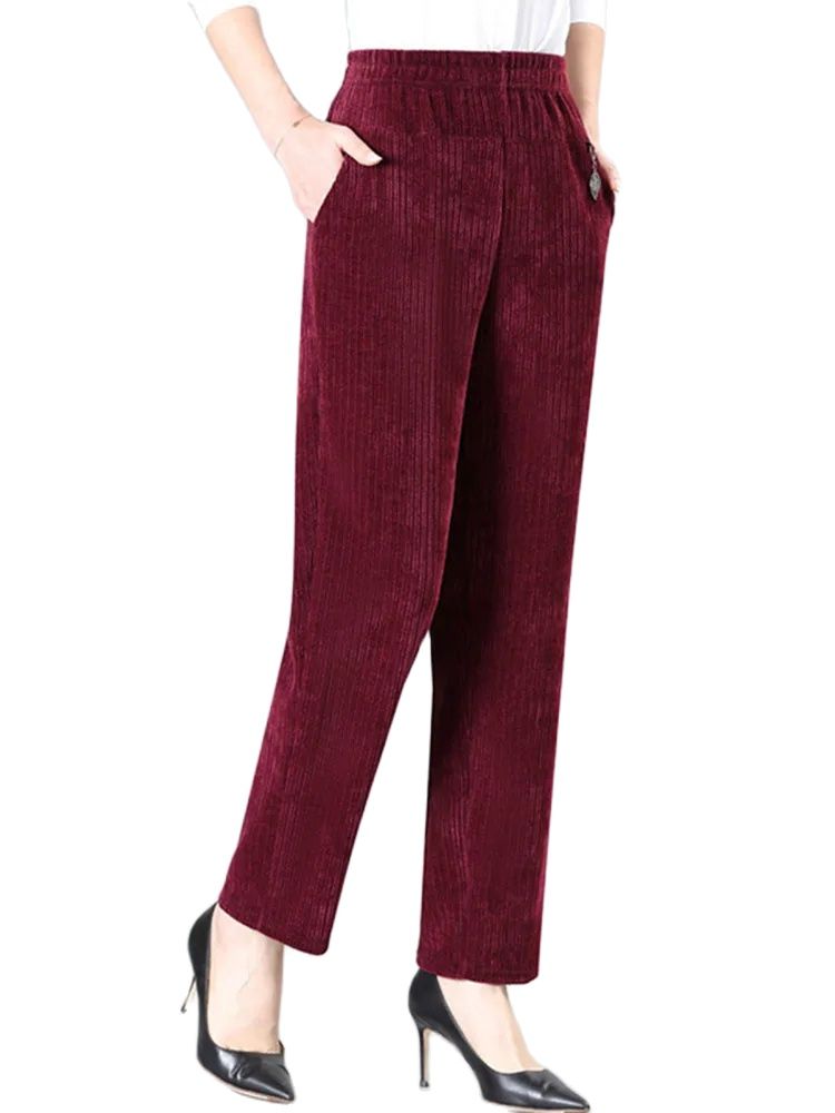 オーバーサイズ XL-8XL コーデュロイパンツ中年女性フリ - Corduroy Pant Warm のレビューと価格