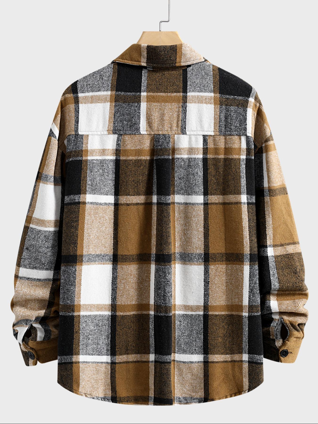 レトロチェック柄シャツメンズカジュアルエレガントボタンアップ - Flannel Shirt Lined のレビューと価格