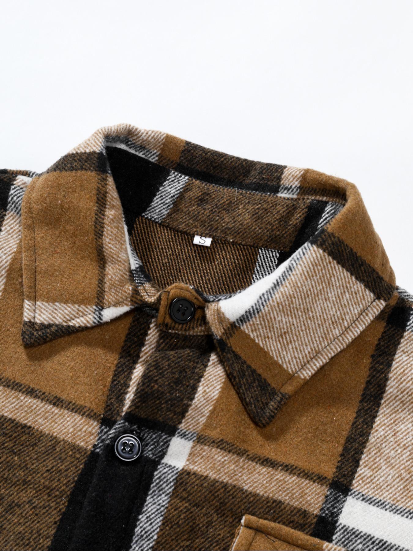 レトロチェック柄シャツメンズカジュアルエレガントボタンアップ - Flannel Shirt Lined のレビューと価格