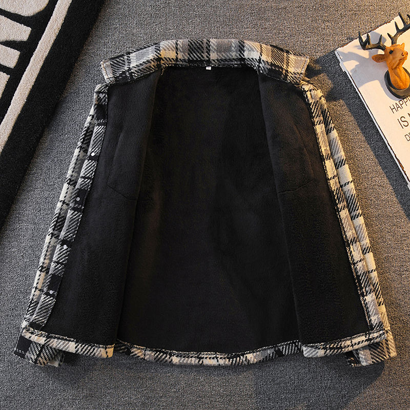 メンズチェック柄フランネルシャツ肥厚フリース裏地カジュアルウ - Flannel Shirt Lined のレビューと価格