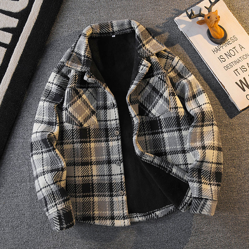 メンズチェック柄フランネルシャツ肥厚フリース裏地カジュアルウ - Flannel Shirt Lined のレビューと価格