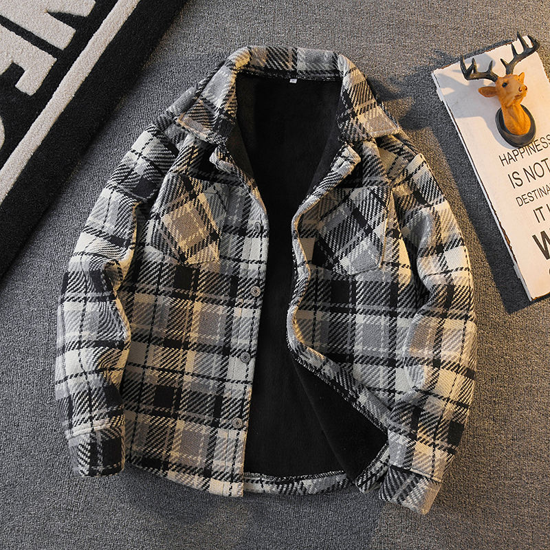 メンズチェック柄フランネルシャツ肥厚フリース裏地カジュアルウ - Flannel Shirt Lined のレビューと価格