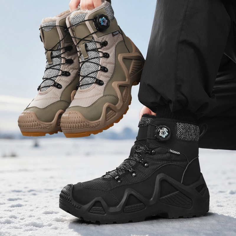 冬用ハイカットスノーフリース暖かい回転ノブ付きカラーブロック - Waterproof Winter Boot のレビューと価格