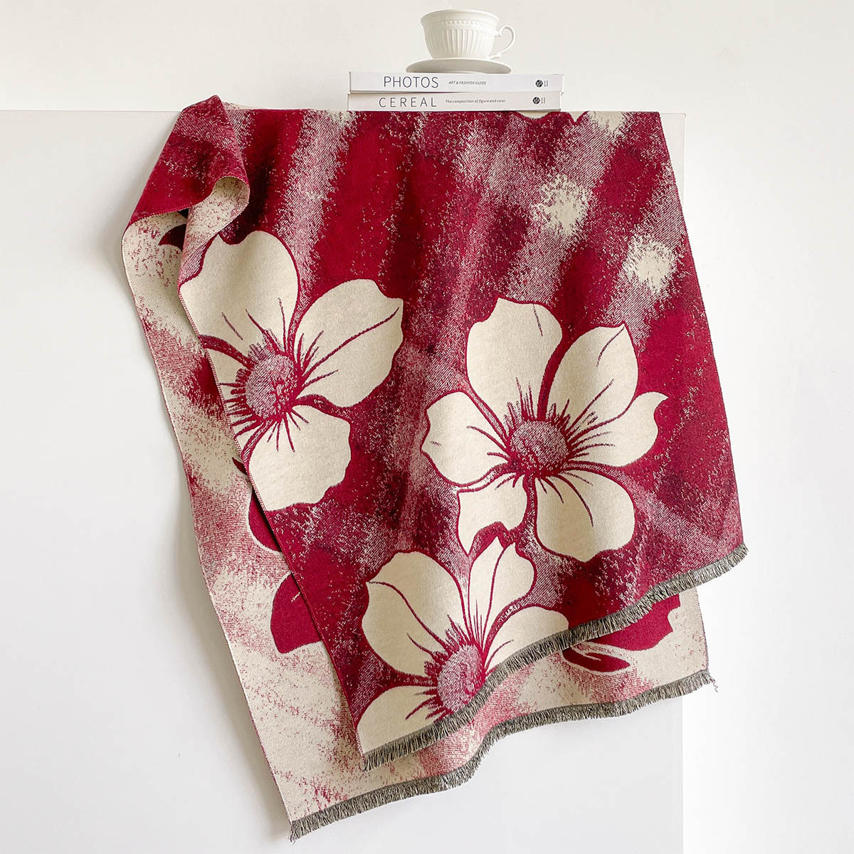 女性用イミテーションカシミヤスカーフ フリンジ付き 厚手 暖 - Cashmere Pashmina Wrap のレビューと価格