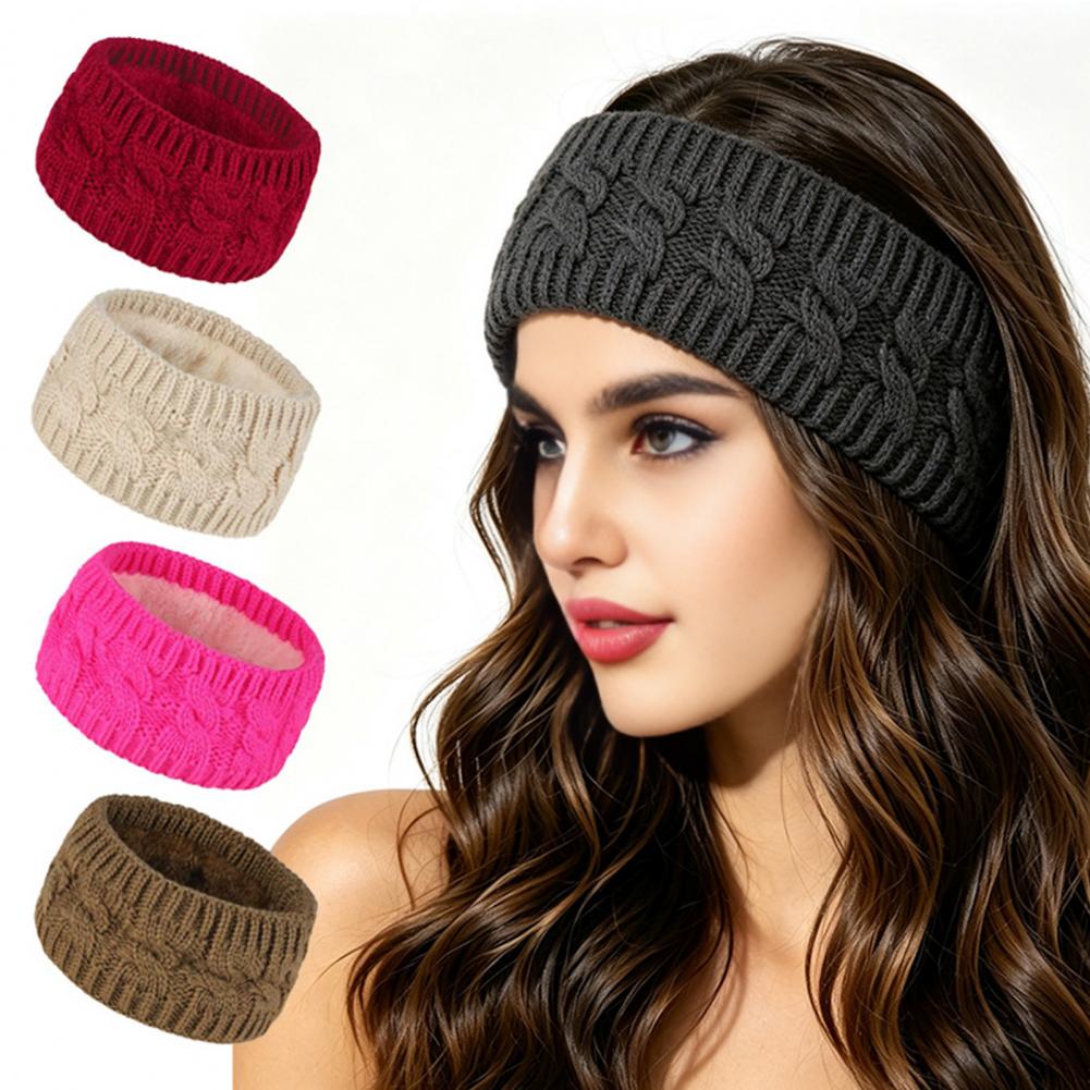 女性用冬用ニットヘッドバンド、柔らかいフリース裏地付き保温ヘ - Fleece Ear Warmer Band のレビューと価格