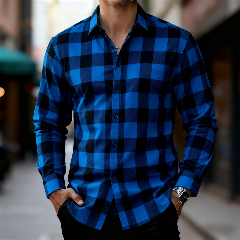メンズ クラシック レッド＆ブラック チェック柄 長袖シャツ - Flannel Shirt Lined のレビューと価格