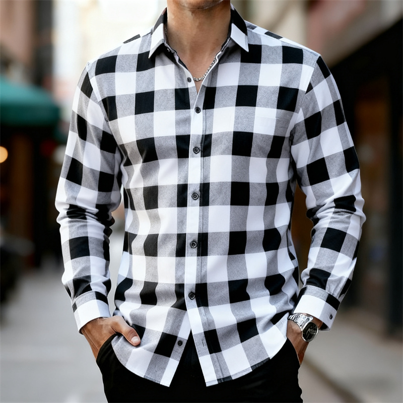 メンズ クラシック レッド＆ブラック チェック柄 長袖シャツ - Flannel Shirt Lined のレビューと価格
