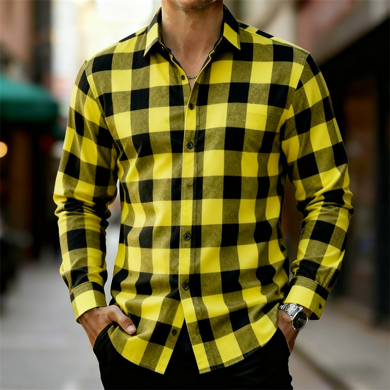 メンズ クラシック レッド＆ブラック チェック柄 長袖シャツ - Flannel Shirt Lined のレビューと価格