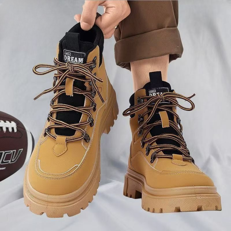 英国風メンズブーツ 厚底プラットフォームワークブーツ カジュ - Waterproof Winter Boot のレビューと価格