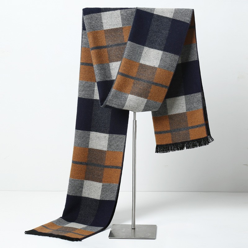 デザイナーブランドの格子縞メンズスカーフ冬暖かいカシミヤスカ - Wool Scarf Men のレビューと価格