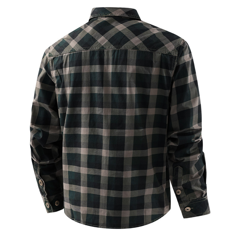 男性チェック柄カジュアルシャツ男性軍事アウトドアルーズシャツ - Flannel Shirt Lined のレビューと価格