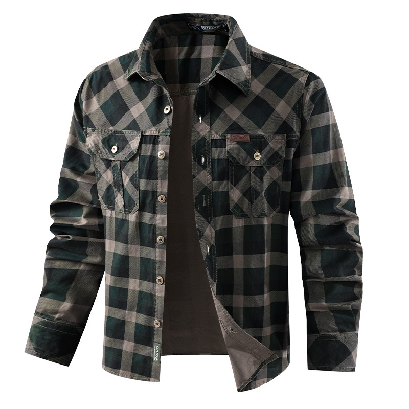 メンズ レトロ ワークウェア チェック柄シャツ 純綿 マルチ - Flannel Shirt Lined のレビューと価格